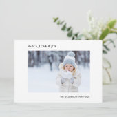 Joy Peace Love Foto Kerstmis Kaart (Staand voorkant)