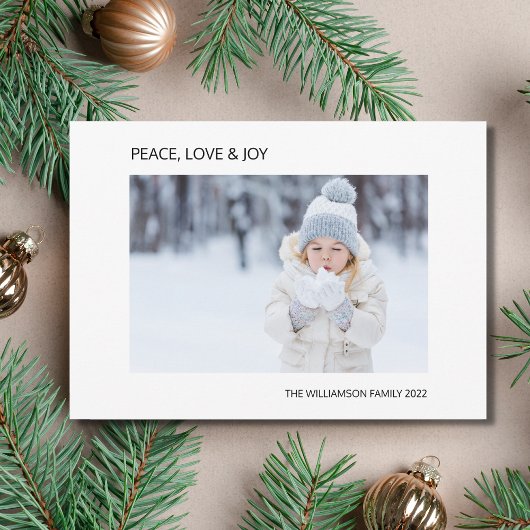 Joy Peace Love Foto Kerstmis Kaart