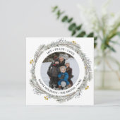 JOY PEACE LOVE Gold Berry Pine Bough Wreatcle Feestdagenkaart (Staand voorkant)