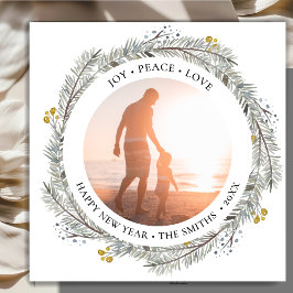 JOY PEACE LOVE | Goud Pine Bough Wreater Feestdagenkaart