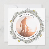 JOY PEACE LOVE | Goud Pine Bough Wreater Feestdagenkaart (Voorkant)