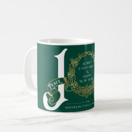 Joy Peace Love Green Gold Corporate-kerstcadeau Koffiemok