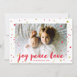 Joy Peace Love | Harten en sterren | Kerstfoto Feestdagenkaart