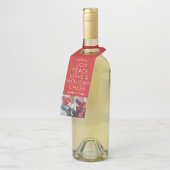 Joy Peace Love Holiday Cheer kerstfoto Flessenhanger (Schuin)