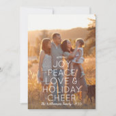 Joy Peace Love Holiday Cheer Modern Foto Feestdagenkaart (Voorkant)