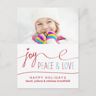 Joy Peace & Love-kerstBriefkaart Feestdagenkaart