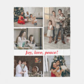 Joy Peace Love Kerstfamilie Fleece Deken (Voorkant)