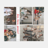 Joy Peace Love Kerstfamilie Fleece Deken (Voorkant (Horizontaal))