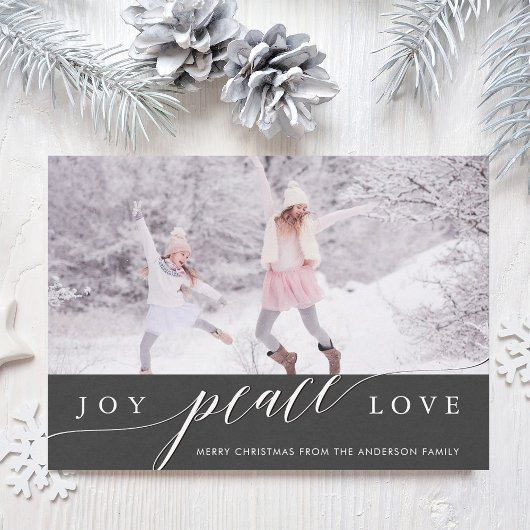 Joy Peace Love Kerstfeestay Fotokaart Feestdagenkaart