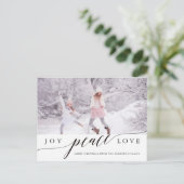 Joy Peace Love kerstfeestdag Foto Briefkaart (Staand voorkant)