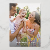 Joy Peace Love-kerstkalligrafie 2 Foto's Gold Folie Uitnodiging (Voorkant)