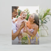 Joy Peace Love-kerstkalligrafie 2 Foto's Gold Folie Uitnodiging (Staand Voorkant)