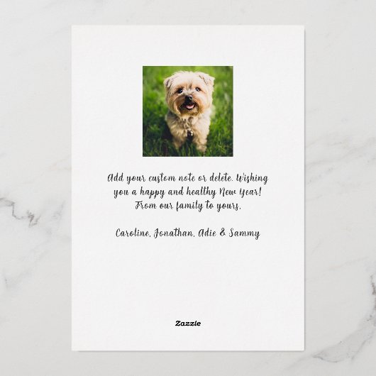 Joy Peace Love-kerstkalligrafie 2 Foto's Gold Folie Uitnodiging (Achterkant)