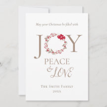 JOY PEACE LOVE Kerstkrans | Rood Beige