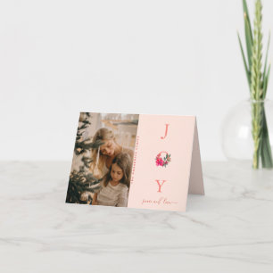 Joy Peace Love   Kerstmis Familie Foto Kaart
