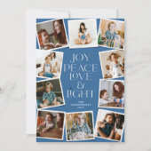 Joy Peace Love & Light Hanukkah 10 Instant Photo H Feestdagenkaart (Voorkant)