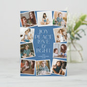 Joy Peace Love & Light Hanukkah 10 Instant Photo H Feestdagenkaart (Staand voorkant)