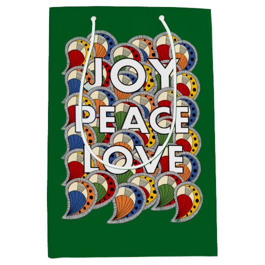 Joy Peace Love  Medium Cadeauzakje (Voorkant)