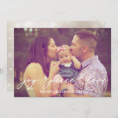 Joy Peace Love Modern Script Family Foto Feestdagenkaart (Voorkant / Achterkant)