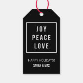 Joy Peace Love | Moderne minimale vakantie Cadeaulabel (Voorkant)