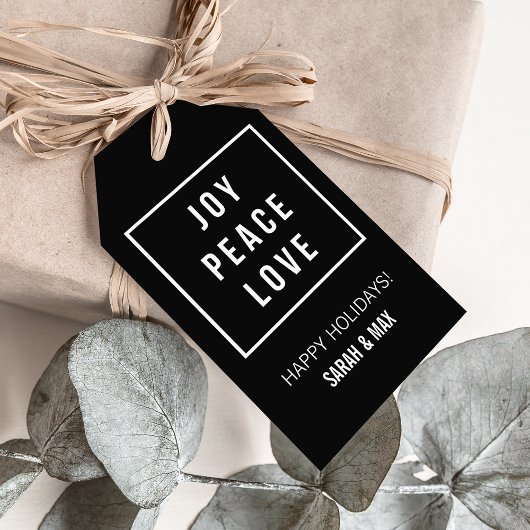 Joy Peace Love | Moderne minimale vakantie Cadeaulabel
