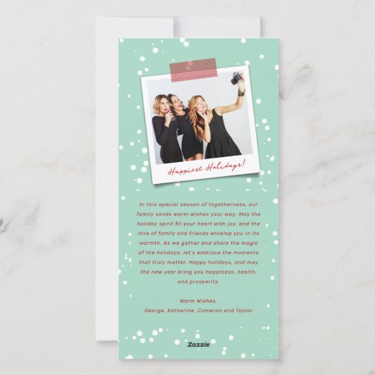 Joy Peace Love Mustache Smiling Face Funny Foto Feestdagenkaart (Achterkant)