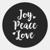 Joy Peace Love Red Brushed Script Womens Holiday Ronde Sticker (Voorkant)