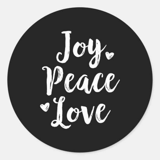 Joy Peace Love Red Brushed Script Womens Holiday Ronde Sticker (Voorkant)