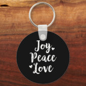 Joy Peace Love Red Brushed Script Womens Holiday  Sleutelhanger (Voorkant)