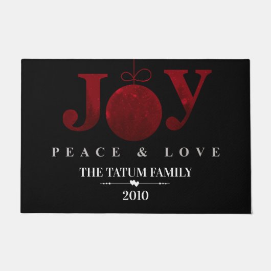 Joy, Peace & Love (Red) Deurmat (Voorkant)