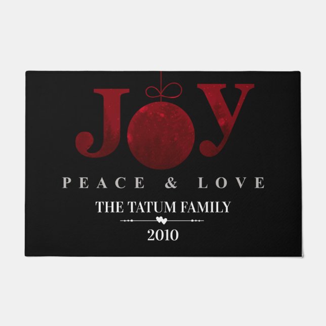 Joy, Peace & Love (Red) Deurmat (Voorkant)