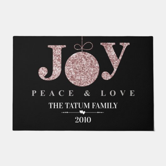 Joy, Peace & Love (Roze) Doormat Deurmat (Voorkant)