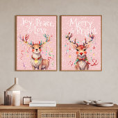 Joy Peace Love Schattige rendieren en kerstverlich Poster