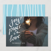Joy Peace Love Script Whimsical Holiday Foto Feestdagenkaart (Voorkant / Achterkant)