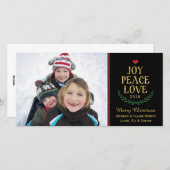 Joy Peace Love Simple Faux-Glitter-fotokaart Feestdagenkaart (Voorkant / Achterkant)