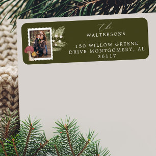 Joy Peace Love Waterverf Woodsy Mushrooms Foto Etiket