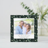 Joy Peace Love Winter Greenery Photo Square Feestdagenkaart (Staand voorkant)