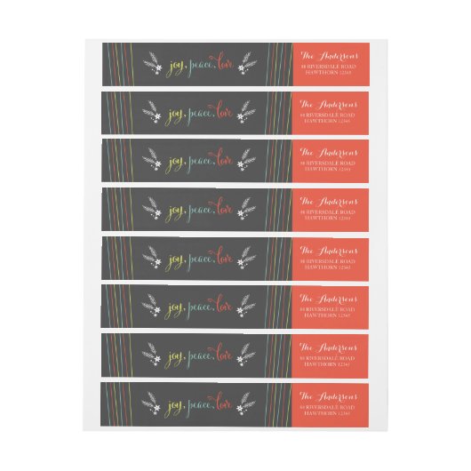 Joy Peace Love Wrap rond Labels (Vel)