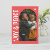 Joy & Peace Minimalist Red Arch Feestdagenkaart (Staand voorkant)