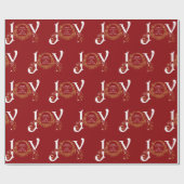  Joy Peace Red Gold Classic Kerstmis Cadeaupapier (Vlak)