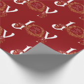  Joy Peace Red Gold Classic Kerstmis Cadeaupapier (Hoek)