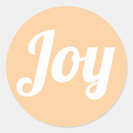 Joy Peach Kleurenscript Eenvoudige Moderne vakanti Ronde Sticker (Voorkant)