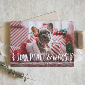 Joy Peach Wags Lettering Dog Foto Feestdagenkaart