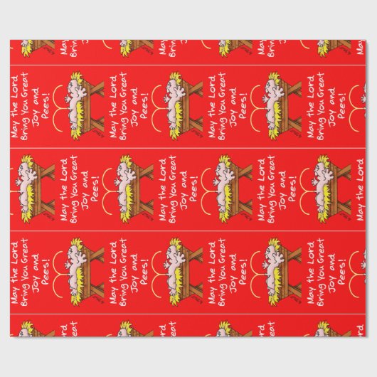 Joy & Pees. Grappig kerstpapier Cadeaupapier (Vlak)