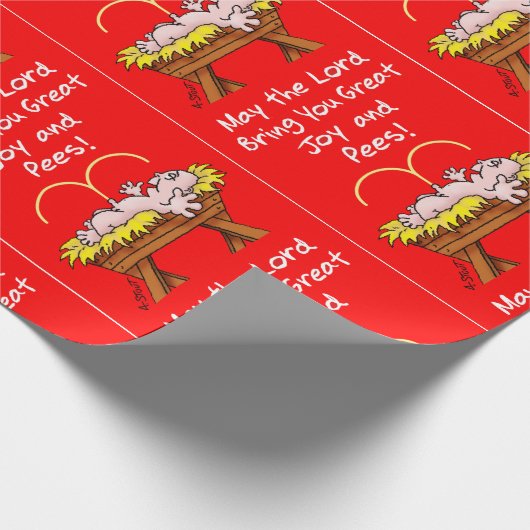 Joy & Pees. Grappig kerstpapier Cadeaupapier (Hoek)