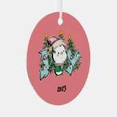 Joy Penguin Kerstmis Metalen Ornament (Voorkant Rechts)