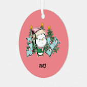 Joy Penguin Kerstmis Metalen Ornament (Voorkant links)