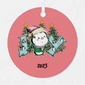 Joy Penguin Kerstmis Metalen Ornament (Voorkant)