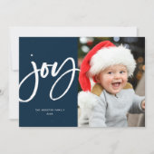 Joy-penseelscript modern marjos, één foto kerstmis feestdagenkaart (Voorkant)