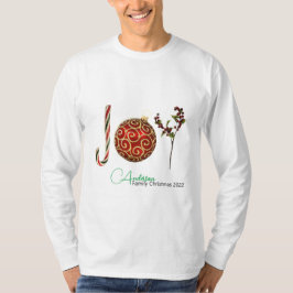 Joy personalized candy ornament holly T-Shir T-shirt